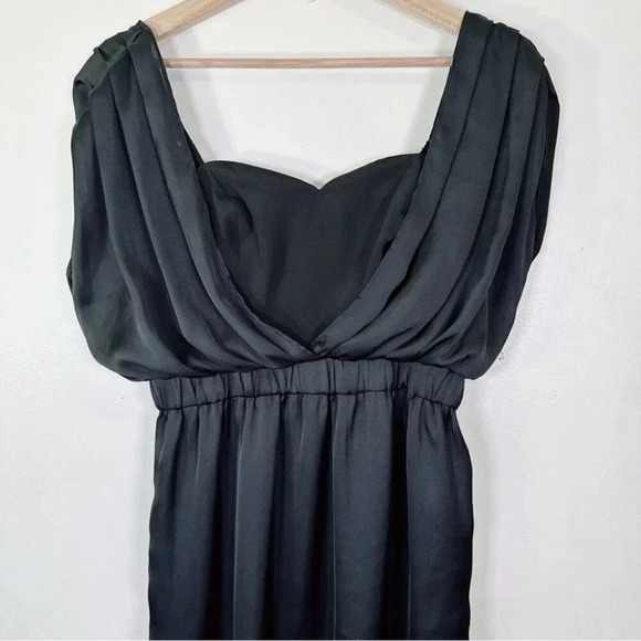 BCBGeneration Womens XS Black Layered Satin Sheath Dress Party Cocktail  Evening - Picture 2 of 11